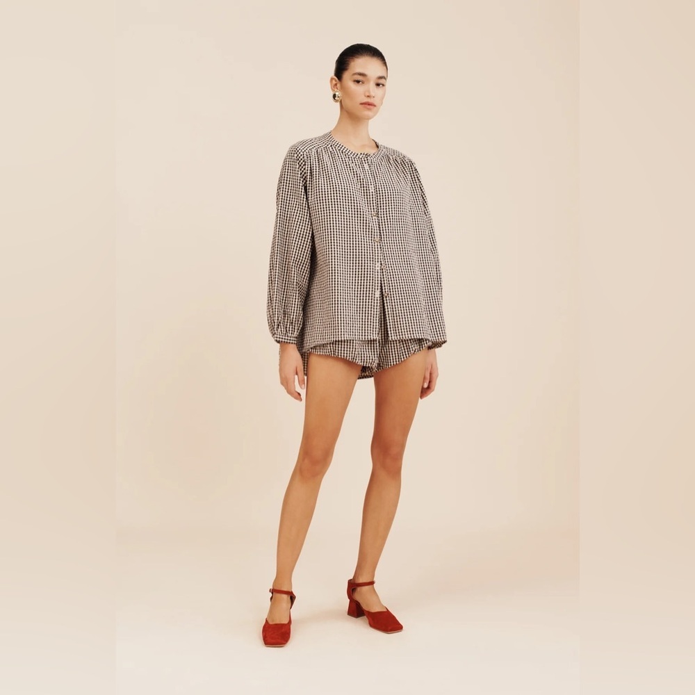 nwt POSSE Mira Shirt in Gingham Button Blouse Large - Picture 5 of 7